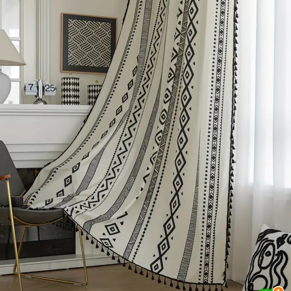 Black and White Geometric Curtain